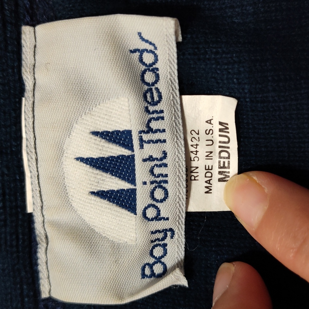 Bay Point threads Vintage Navy Cardigan With Gold Anchor Embroidery Size medium - Picture 5 of 5